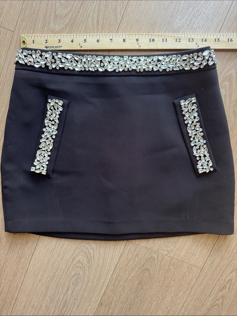 H&M Edition Rhinestone-Embellished Mini Skirt Black Size 6 - Picture 13 of 14